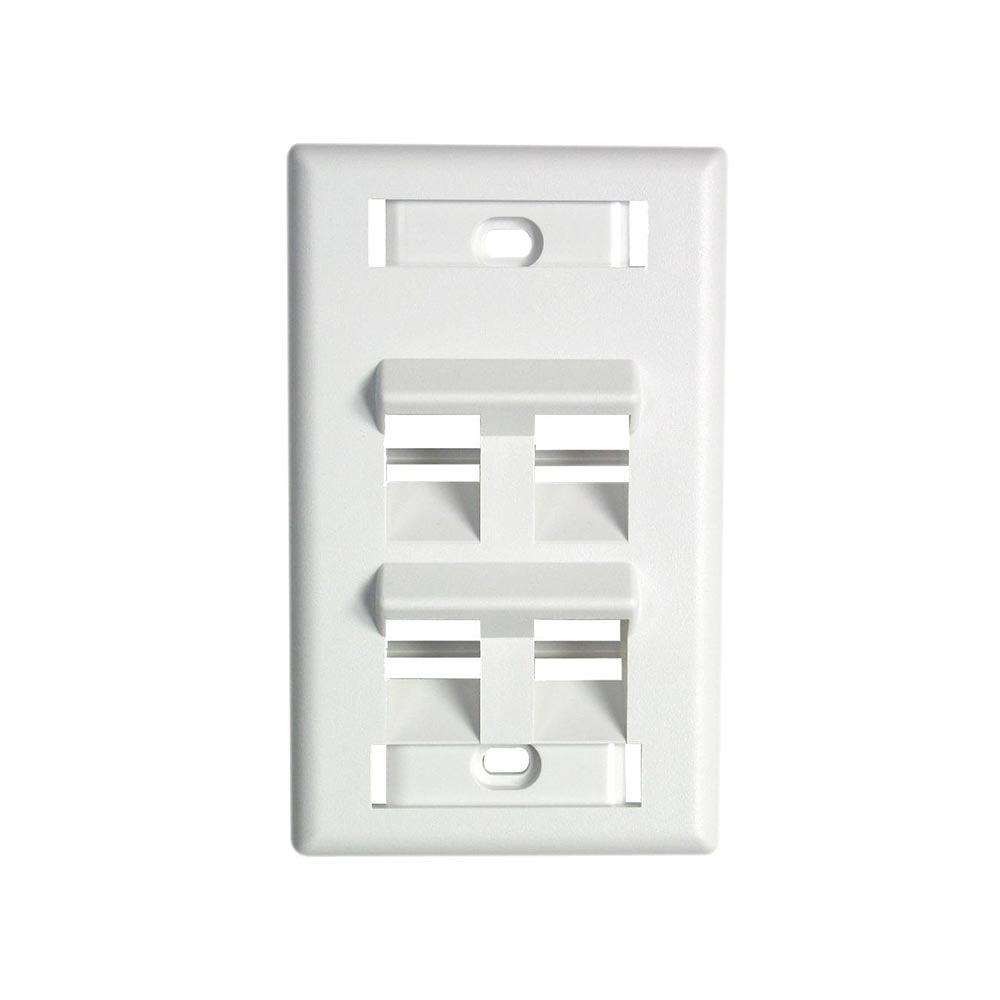 Dynacom Angled Port, ID Wallplate, Single-Gang, 2-Port (White) (10600-P2AW-WH) New