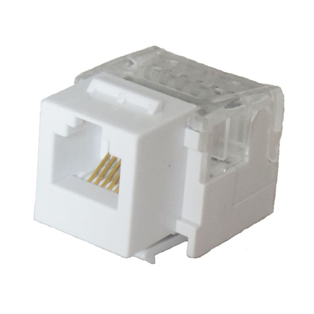 Dynacom Single-Row ET 6C6P Voice Jack (White) (10600ET-6-WH) New