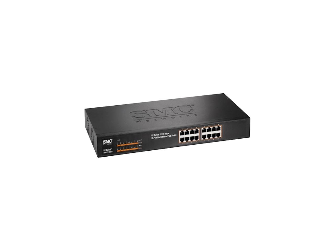 SMC Networks 16 Port Unmanaged 10/100 Switch with 16 Ports of PoE (SMCFS1601P) New