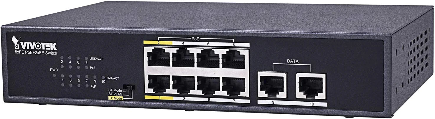 Vivotek Unmanaged POE Switch (120W) 8XFE POE 2FE UTP (AW-FET-100C-120) New