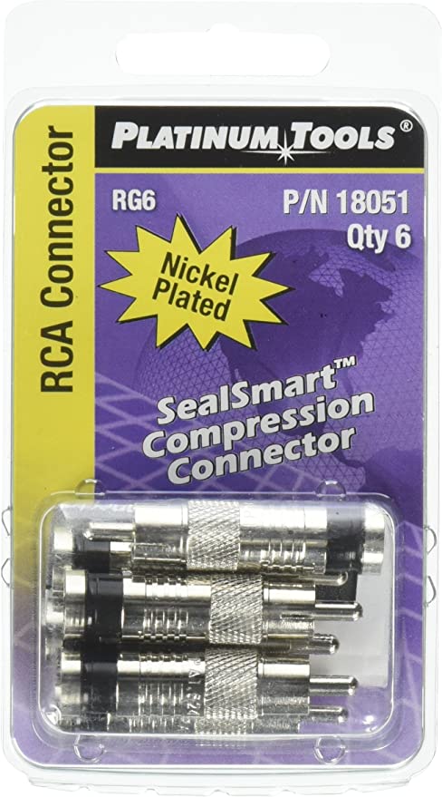 Platinum Tools RCA RG6 Compression, Nickel Pl 6/Clamshell (18051C) New