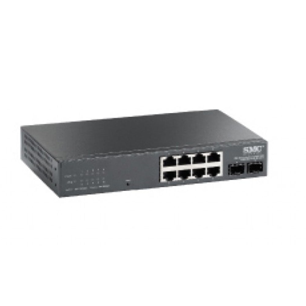 SMC Networks 8 Port 10/100/1000 Advanced Smart Switch plus 2 SFP uplink (SMCGS10C-Smart) New