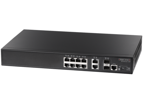 SMC Networks 8 Port 10/100/1000Base-T Standalone L2 Managed Switch with 8 PoE ports, 2 RJ45 uplink ports and 2 SFP uplink slots (ECS4210-12P) New